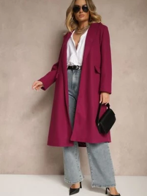 Fioletowy Taliowany Płaszcz z Wiązanym Paskiem Seraphique new collection