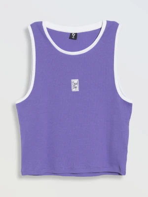 Fioletowy top na ramiączkach z bawełny prążkowanej Reporter