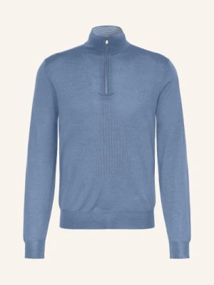 Fioroni Kaszmirowy Sweter Typu Troyer Z Dodatkiem Jedwabiu blau