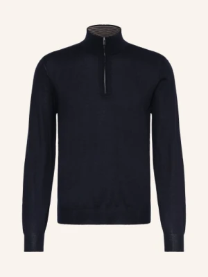 Fioroni Kaszmirowy Sweter Typu Troyer Z Dodatkiem Jedwabiu blau