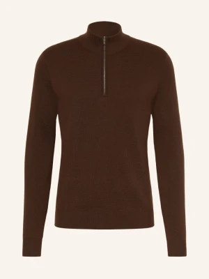 Fioroni Sweter Typu Troyer Z Dzianiny Piqué rot CIEMNOBRĄZOWY