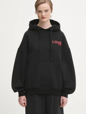 Fiorucci bluza bawełniana Kissing Angels Love Print Relaxed damska kolor czarny z kapturem z nadrukiem W25FWSHO002CJ05BK01