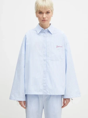 Fiorucci koszula bawełniana Striped Embroidered Drawstring Shirt damska kolor niebieski relaxed z kołnierzykiem klasycznym W02SPTLO170CO01BL02
