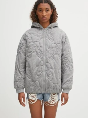 Fiorucci kurtka Kissing Angels Quilted damska kolor szary przejściowa oversize W02FPSHO092CJ05GY01