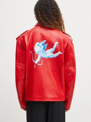 Fiorucci kurtka skórzana Cupid Print Red Leather Aviator kolor czerwony przejściowa W02FPLJA321LE01RD01