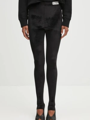 Fiorucci legginsy welurowe Velour Semi-Footed damskie kolor czarny gładkie W02FPBPA372VR01BK01