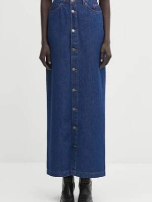 Fiorucci spódnica jeansowa Open Front Embroidered Maxi Denim kolor granatowy maxi prosta W02FPDSK387DN01DN11