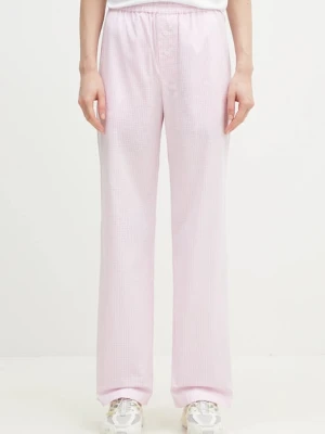Fiorucci spodnie bawełniane Gingham Logo kolor różowy szerokie high waist U02SPBPA299CO01PN02