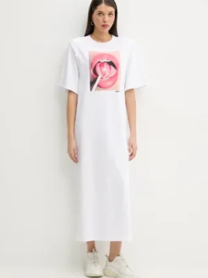 Fiorucci sukienka bawełniana Lollipop Mouth Print Maxi T-Dress kolor biały maxi prosta W02SPDTS108CJ01WH03