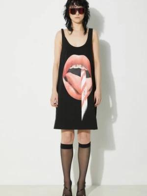 Fiorucci sukienka bawełniana Mouth Print Tank Dress kolor czarny mini oversize W01FPDTA111CO01BK01