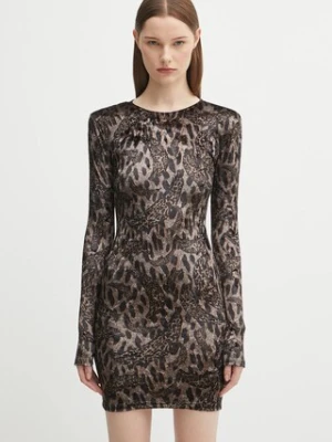 Fiorucci sukienka welurowa Banimalier Print Velour Padded Mini kolor brązowy mini dopasowana W02FPDMN011VR01BR01