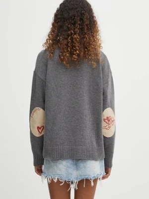 Fiorucci sweter wełniany Cupid Elbow Patch damski kolor szary lekki W02FPKSW335KN03GY01