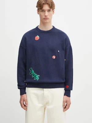 Fiorucci sweter z domieszką wełny Multipatch Dinosaur kolor granatowy ciepły M02SPKSW255KN01BL05