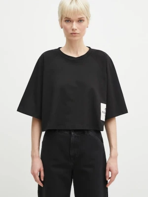 Fiorucci t-shirt bawełniany Logo Label Cropped Padded damski kolor czarny U02SPTSH106CJ01BK01