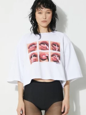 Fiorucci t-shirt bawełniany Mouth Print Cropped Padded T-Shirt damski kolor biały U01FPTSH106CJ01WH01