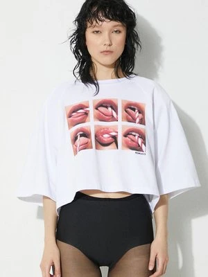 Fiorucci t-shirt bawełniany Mouth Print Cropped Padded T-Shirt damski kolor biały U01FPTSH106CJ01WH01