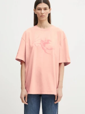 Fiorucci t-shirt bawełniany Print Boxy Fit damski kolor różowy U02SPTSH103CJ01PN02