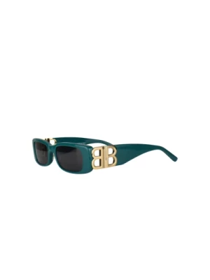 Fir Green Okulary przeciwsłoneczne z logo w kolorze złotym Balenciaga