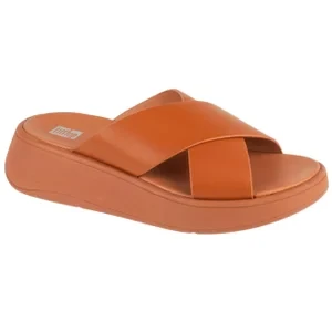 FitFlop F-Mode Flatform FW5-592, Damskie, Brązowe, klapki, skóra licowa, rozmiar: 36