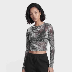 fitted crop top black white swirl Off White szary