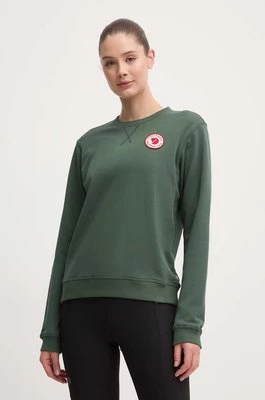 Fjallraven bluza bawełniana 1960 Logo Badge Sweater damska kolor zielony z aplikacją F87230
