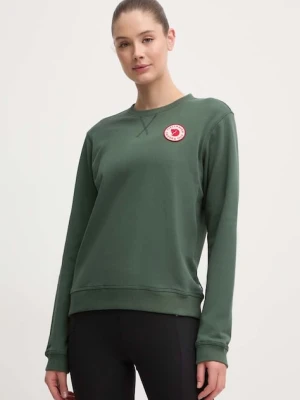 Fjallraven bluza bawełniana 1960 Logo Badge Sweater damska kolor zielony z aplikacją F87230