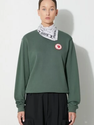 Fjallraven bluza bawełniana 1960 Logo Badge Sweater damska kolor zielony z aplikacją  F87230