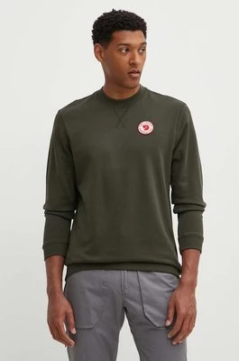 Fjallraven bluza bawełniana 1960 Logo Badge Sweater męska kolor zielony z aplikacją F87163