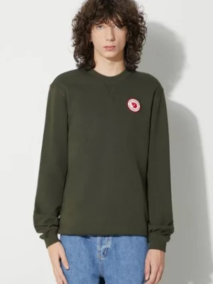 Fjallraven bluza bawełniana 1960 Logo Badge Sweater męska kolor zielony z aplikacją  F87163