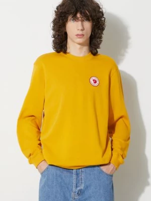 Fjallraven bluza bawełniana 1960 Logo Badge Sweater męska kolor żółty z aplikacją F87163