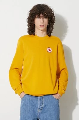 Fjallraven bluza bawełniana 1960 Logo Badge Sweater męska kolor żółty z aplikacją F87163