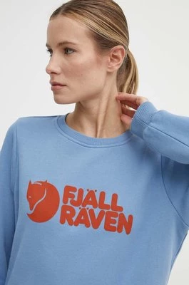 Fjallraven bluza bawełniana Fjällräven Logo Sweater damska kolor niebieski z nadrukiem F84143