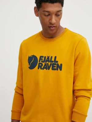 Fjallraven bluza bawełniana męska kolor żółty z nadrukiem