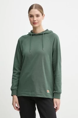 Fjallraven bluza bawełniana Vardag Hoodie W damska kolor zielony z kapturem gładka F86987.679