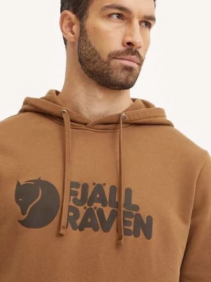 Fjallraven bluza dresowa Fjällräven Logo kolor brązowy z kapturem z nadrukiem F84144.265