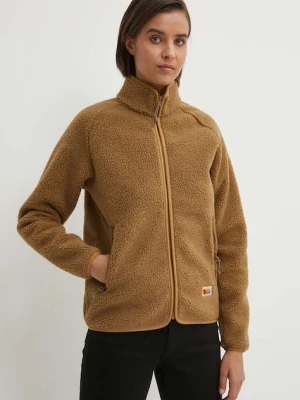 Fjallraven bluza polarowa Vardag Pile kolor brązowy gładka