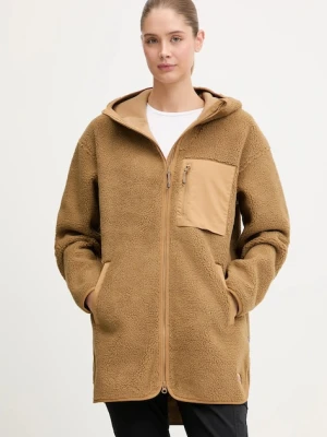 Fjallraven bluza Vardag Pile damska kolor brązowy z kapturem gładka F14600256-232