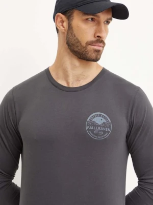 Fjallraven longsleeve Forever Nature Badge męski kolor szary z nadrukiem F87303.555