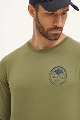 Fjallraven longsleeve Forever Nature Badge męski kolor zielony z nadrukiem F87303.677