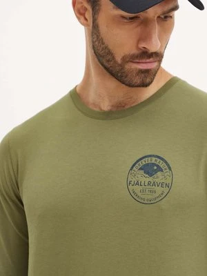 Fjallraven longsleeve Forever Nature Badge męski kolor zielony z nadrukiem F87303.677