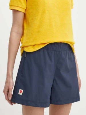Fjallraven szorty outdoorowe High Coast kolor granatowy gładkie high waist F87034