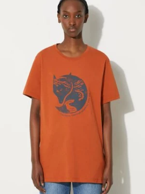 Fjallraven t-shirt bawełniany  Arctic Fox kolor pomarańczowy z nadrukiem F87220.243-243