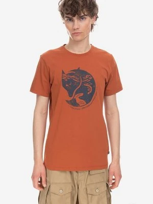 Fjallraven t-shirt bawełniany Arctic Fox kolor pomarańczowy z nadrukiem F87220.243-243