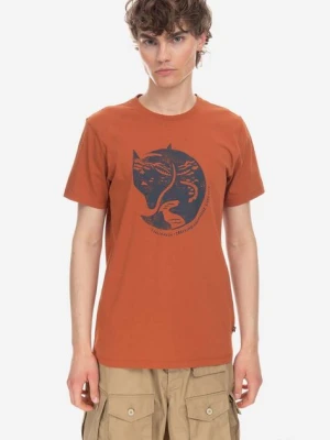 Fjallraven t-shirt bawełniany Arctic Fox kolor pomarańczowy z nadrukiem F87220.243-243