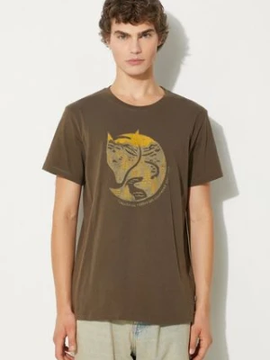 Fjallraven t-shirt bawełniany Arctic Fox kolor zielony z nadrukiem F87220.633-633