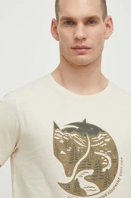 Fjallraven t-shirt bawełniany Arctic Fox T-shirt męski kolor beżowy z nadrukiem F87220