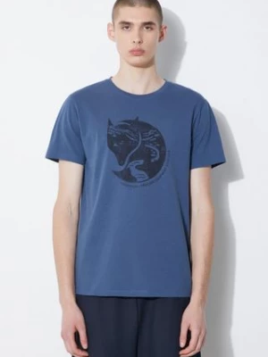 Fjallraven t-shirt bawełniany Arctic Fox T-shirt męski kolor niebieski wzorzysty F87220