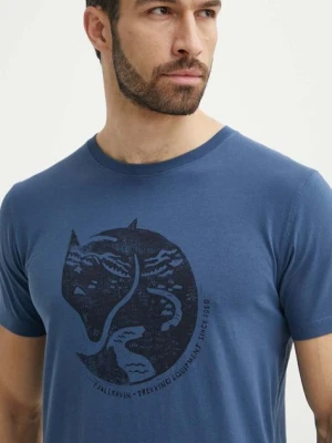 Fjallraven t-shirt bawełniany Arctic Fox T-shirt męski kolor niebieski wzorzysty F87220