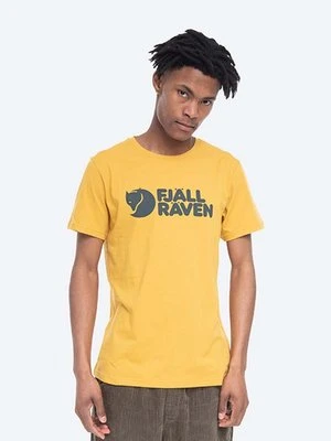 Fjallraven t-shirt bawełniany Fjallraven Logo kolor żółty z nadrukiem F87310-160