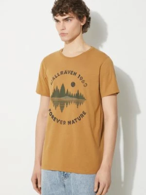 Fjallraven t-shirt bawełniany Forest Mirror T-shirt M męski kolor brązowy wzorzysty F87045.232